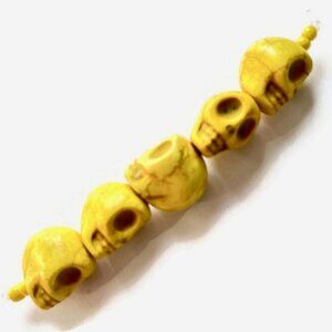As low as $2! Yellow Howlite Skull Beads 18mm X 15mm X 14mm (5)